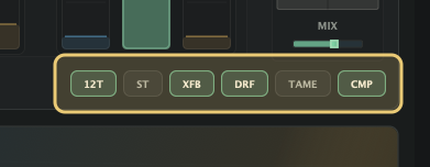 Lower utility buttons highlighted: 12T, ST, XFB, DRF, TAME, and CMP.